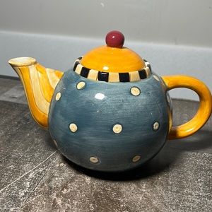 Vintage 1998 Sakura Debbie Mumm Teapot Polk-A-Dot Hand Painted